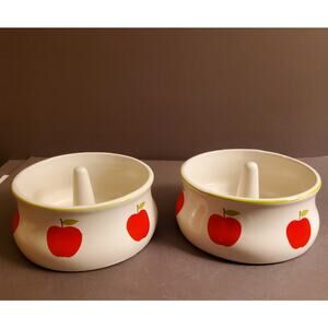Vintage Ceramic Apple Baker Crocks - Set of 2